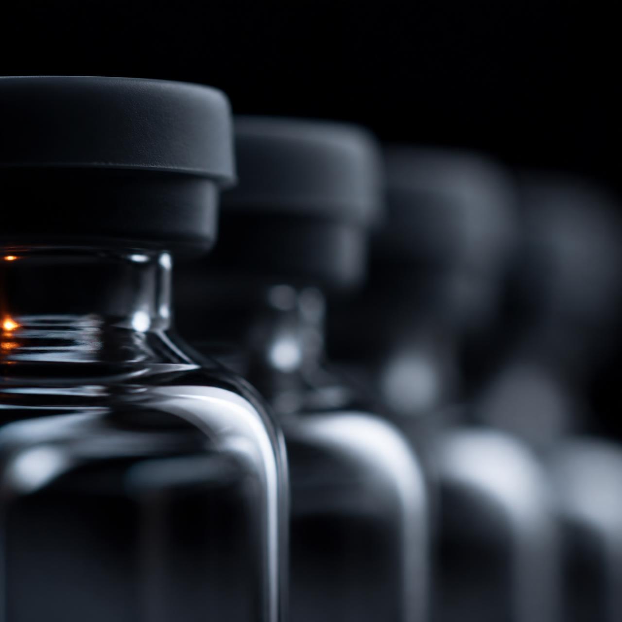 Abstract close-up of uniform research vials